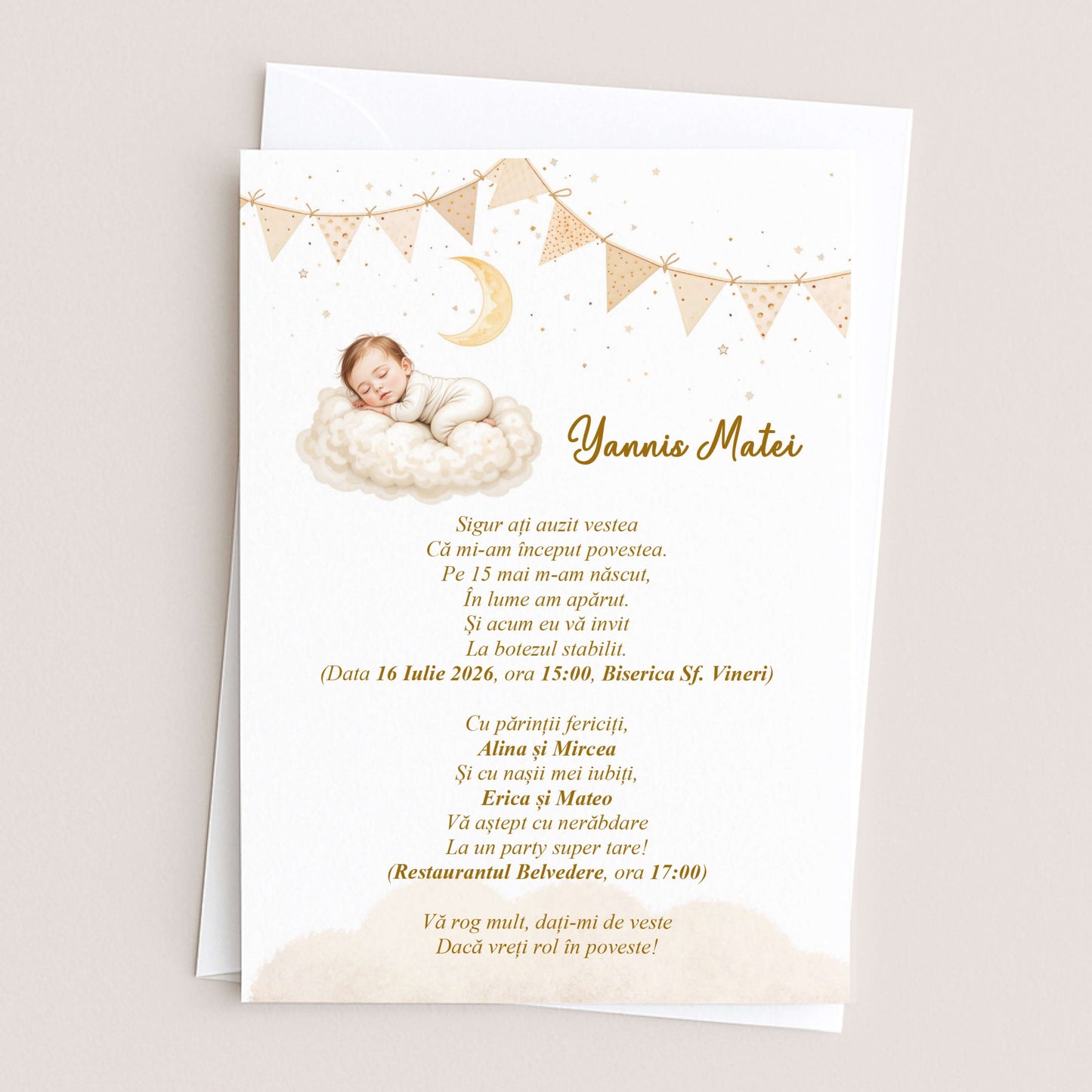 Invitatii Botez Baiat Bebe Dormind pe Norisor