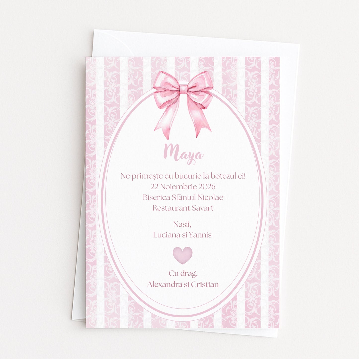 Invitatii Botez Fetita Fundita Roz