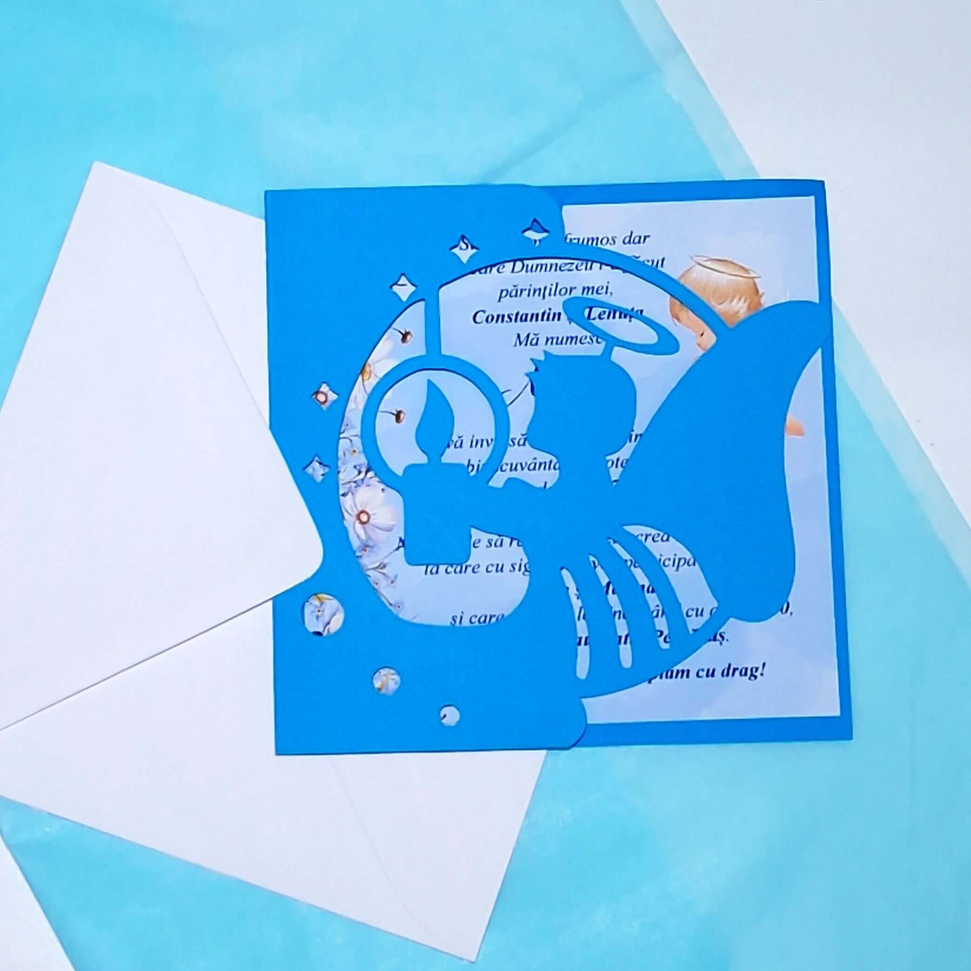 Invitatii Botez Baiat Ingeras Decupat