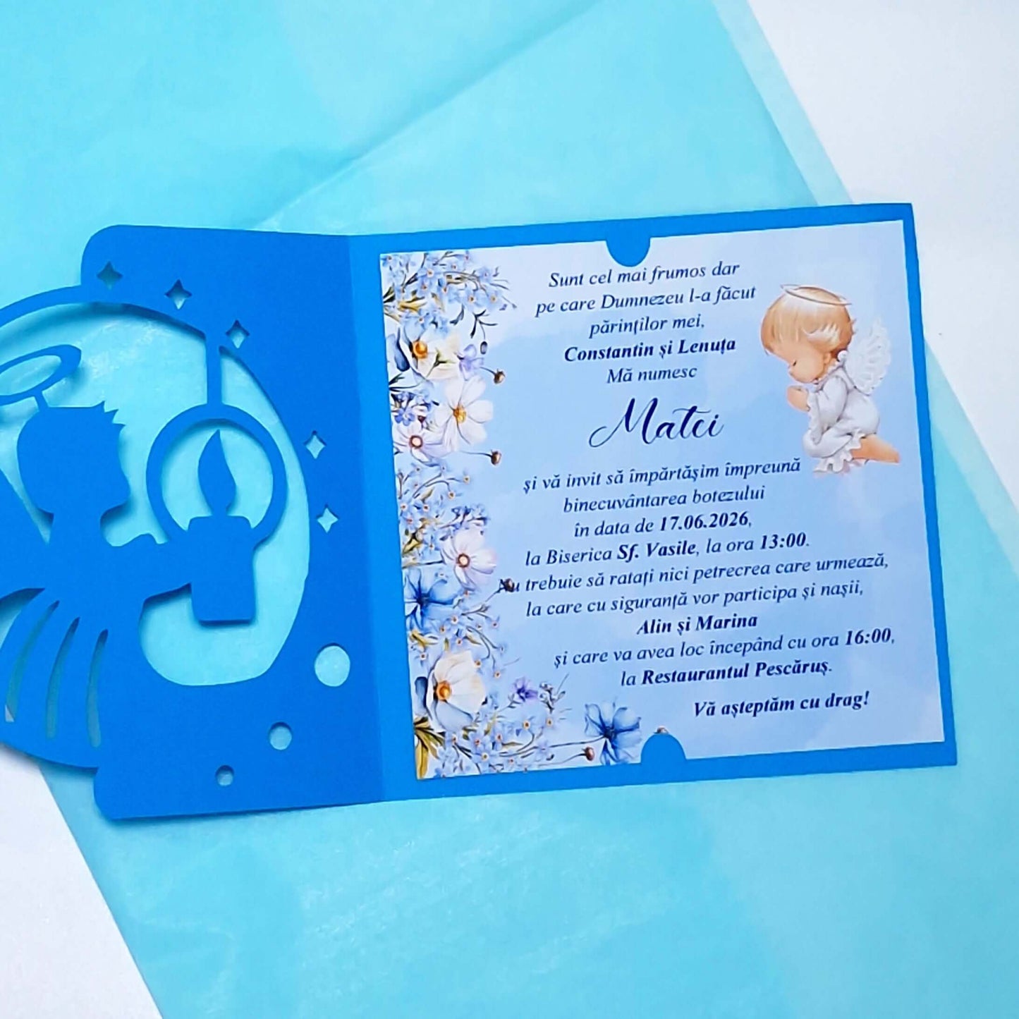 Invitatii Botez Baiat Ingeras Decupat