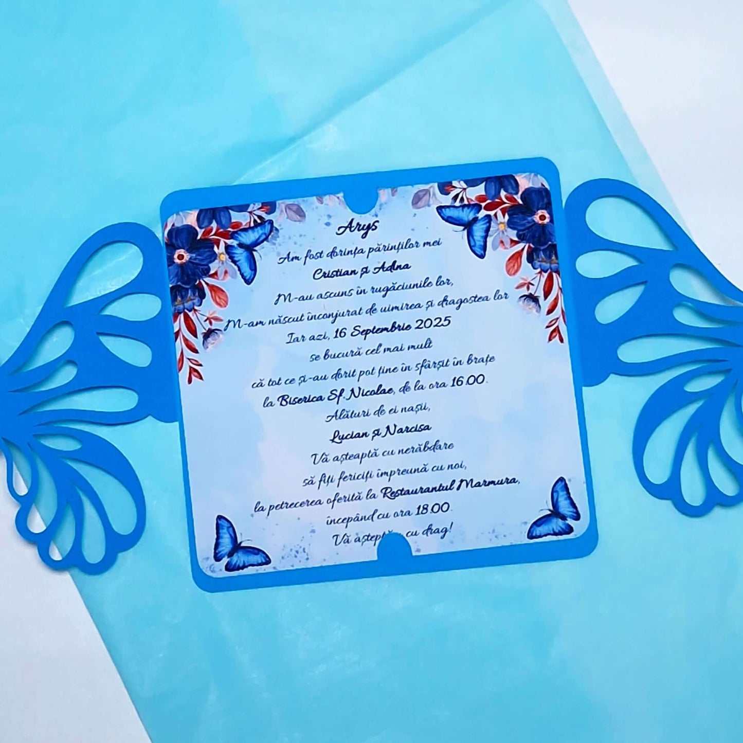 Invitatii Botez Baiat Fluturas Decupat