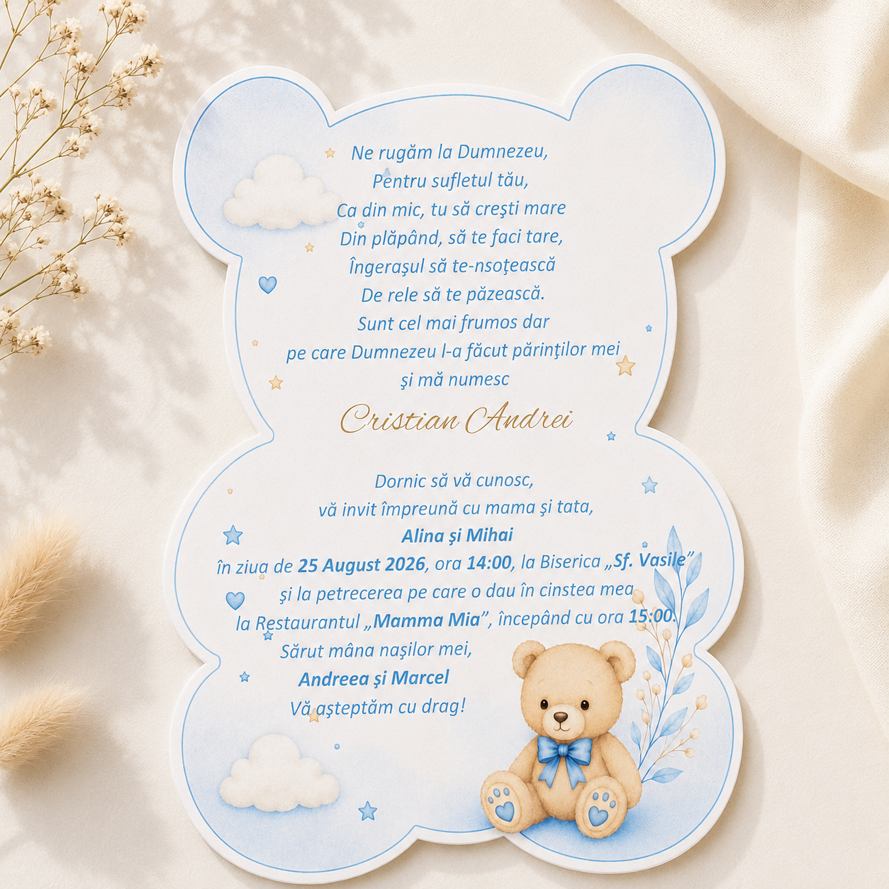 Invitatii Botez Baiat Ursulet Bleo