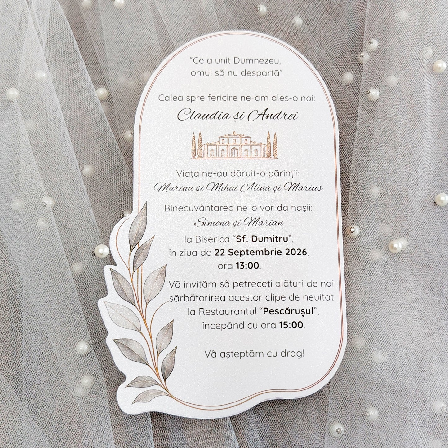 Invitatie Nunta Eleganta Frunze