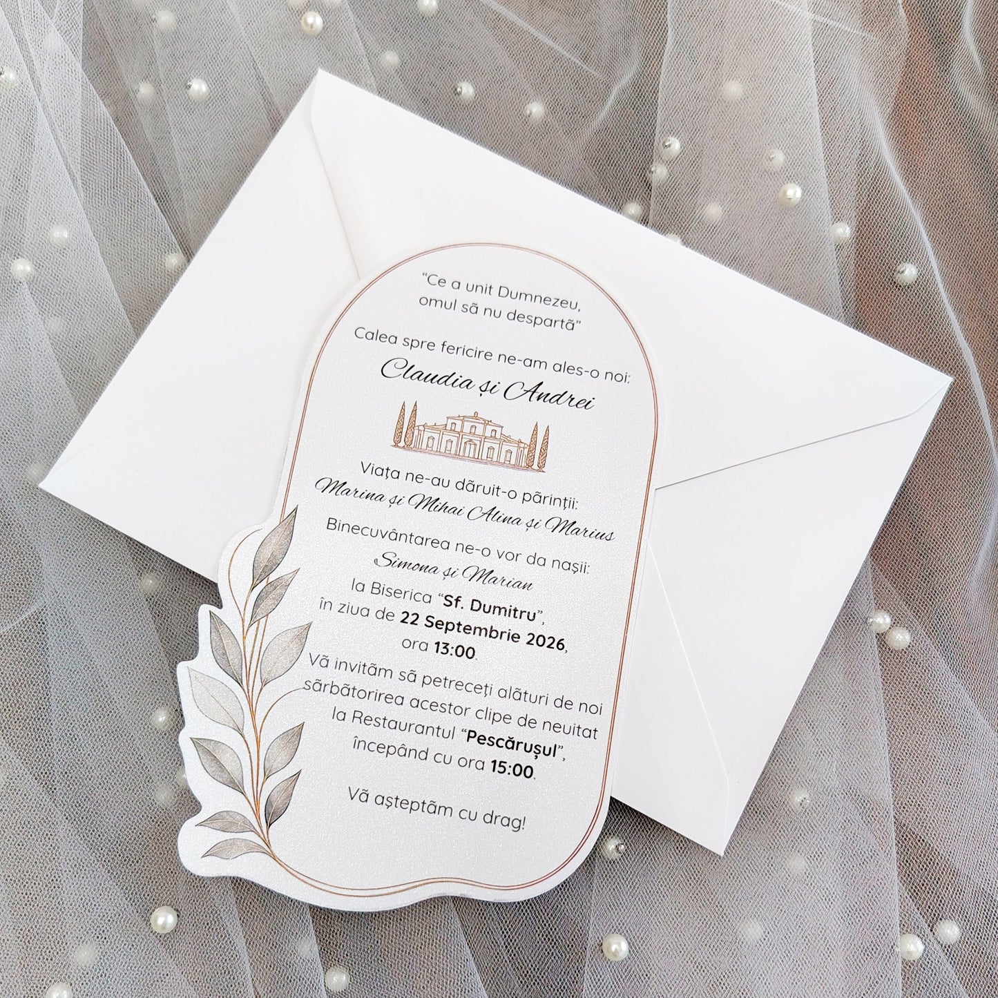 Invitatie Nunta Eleganta Frunze