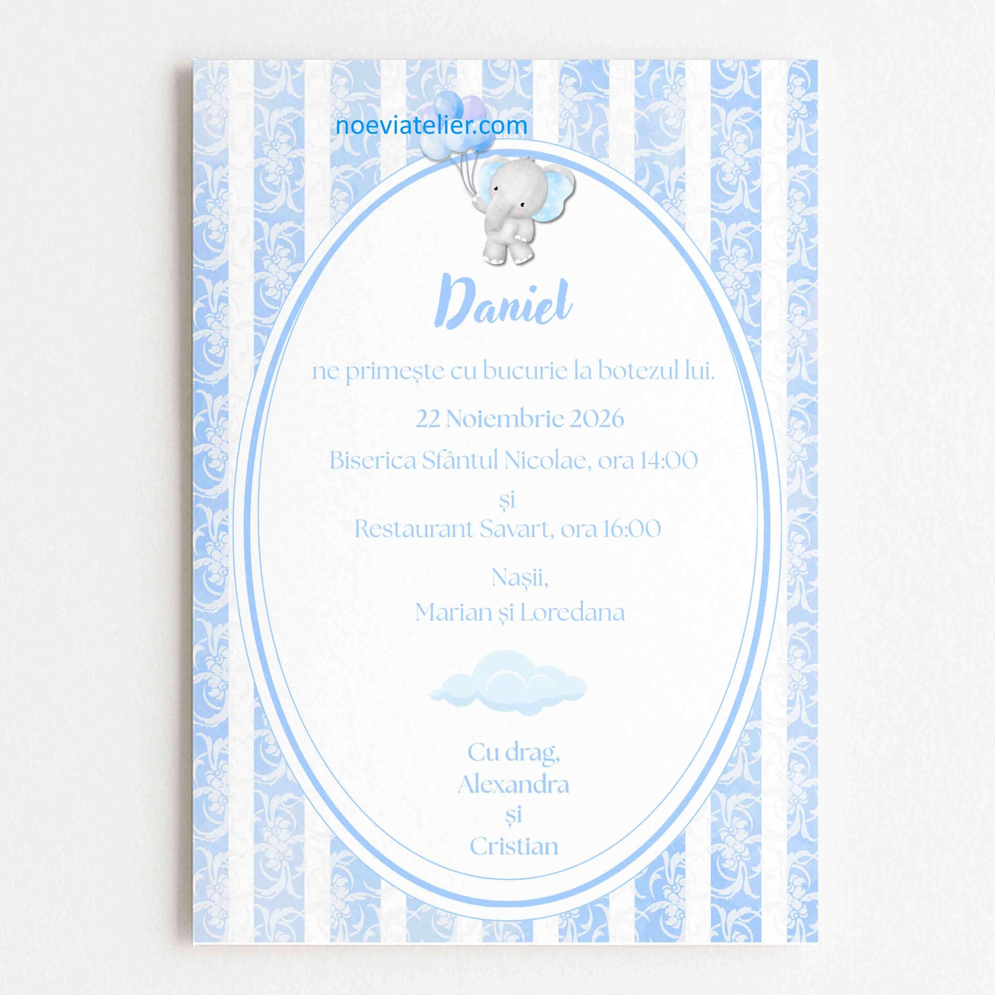 Invitatie Botez Baiat Elefantel - Format digital