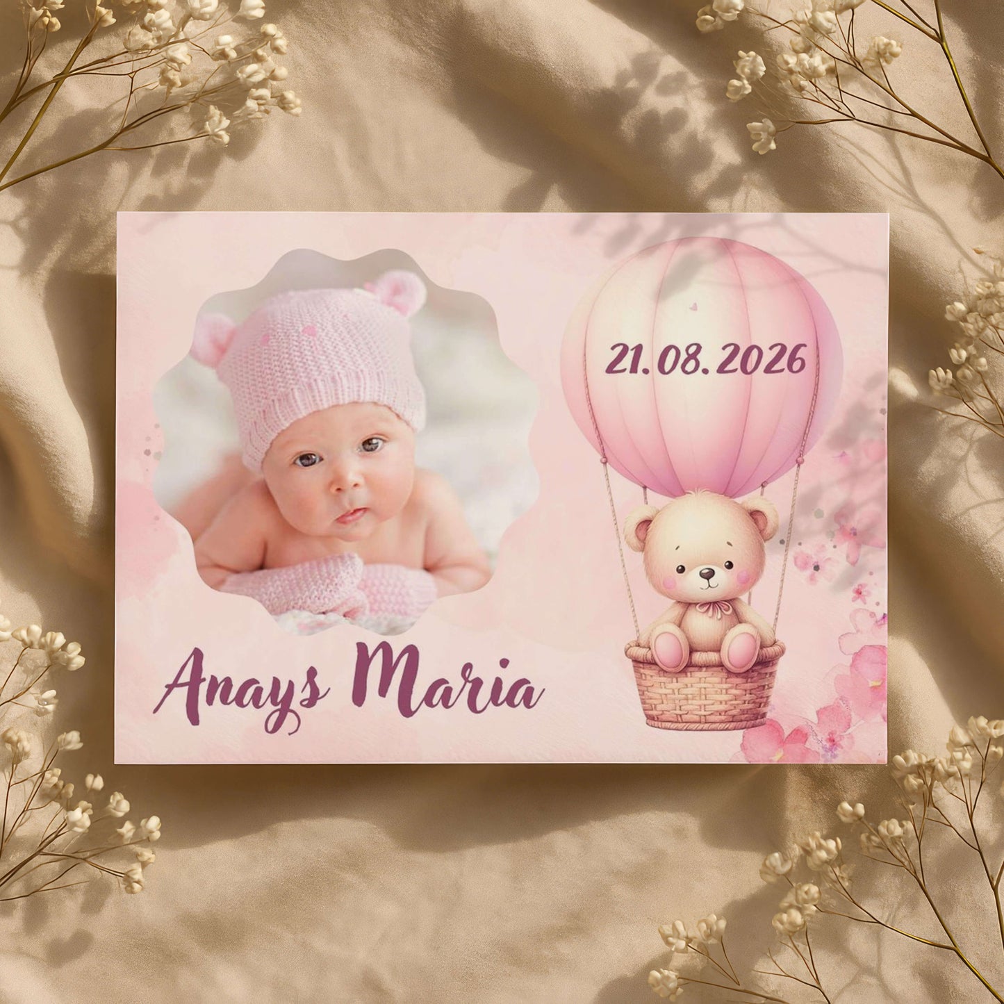 Magnet Botez Fetita Ursulet in Balon