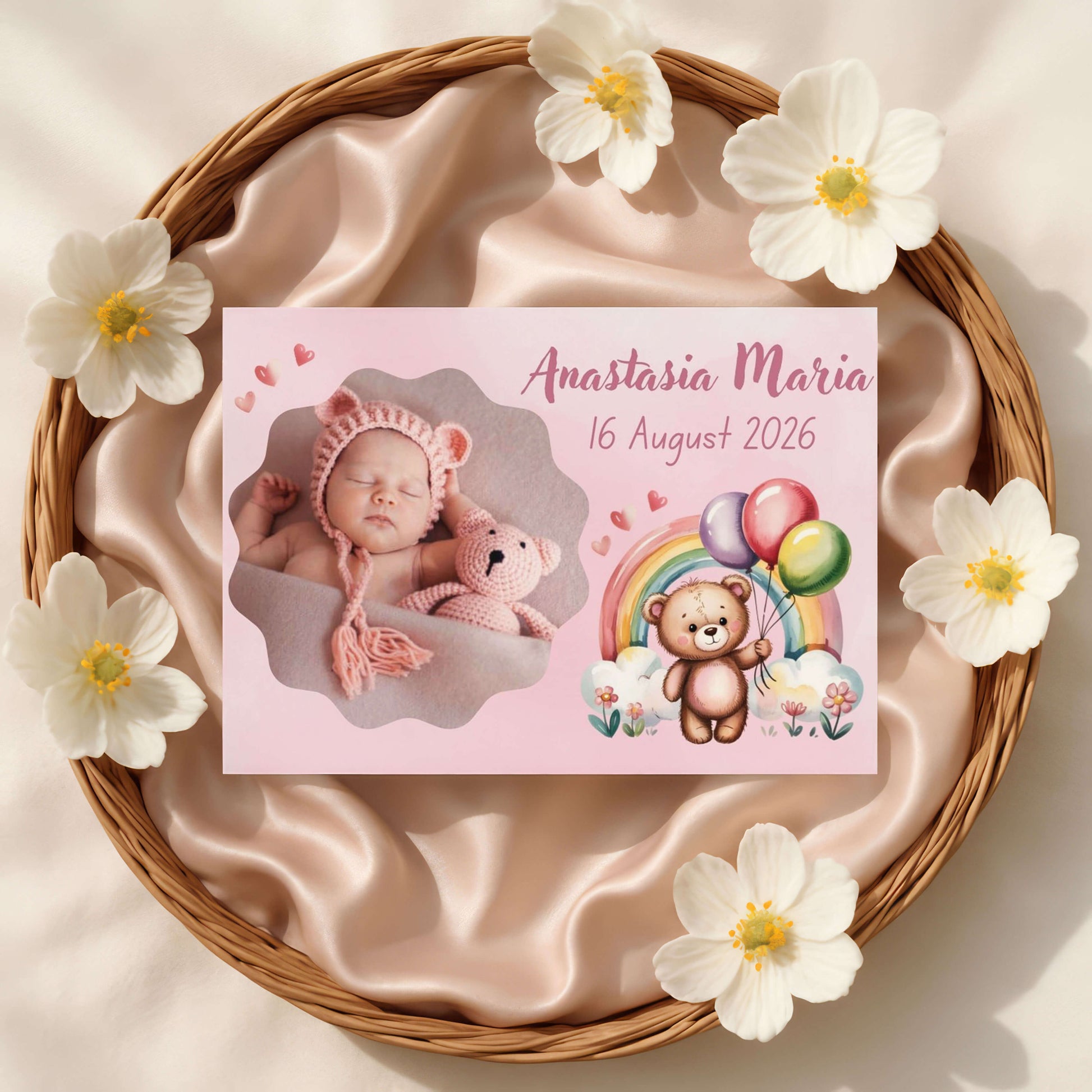Magnet Botez Fetita Ursulet si Curcubeu
