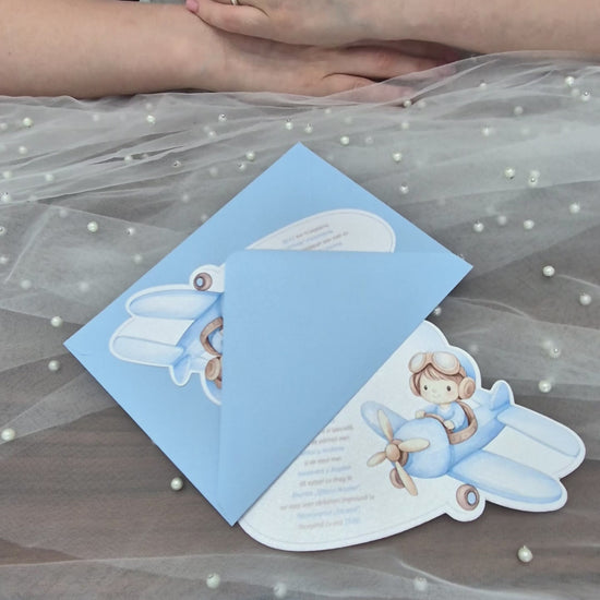 Invitatii Botez Baiat In Avion - Carton Luster